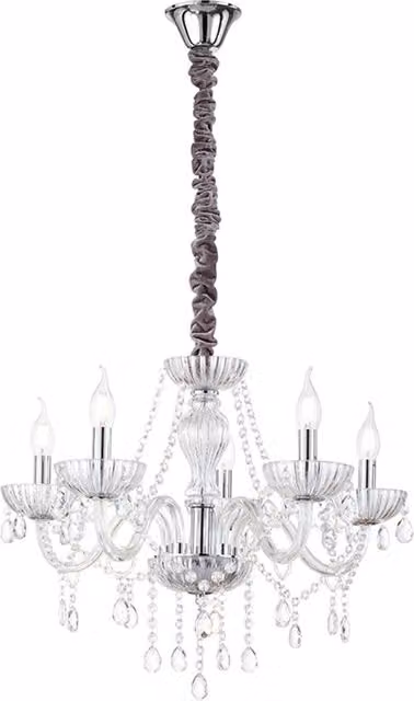 Lampadario Classico Venezia Vetro Trasparente 5 Luci E14