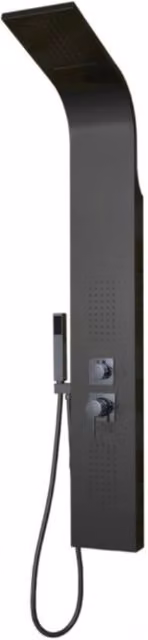 Colonna doccia attrezzata flower in acciaio nero opaco con cascata h140xl20xp44 *** confezione 1