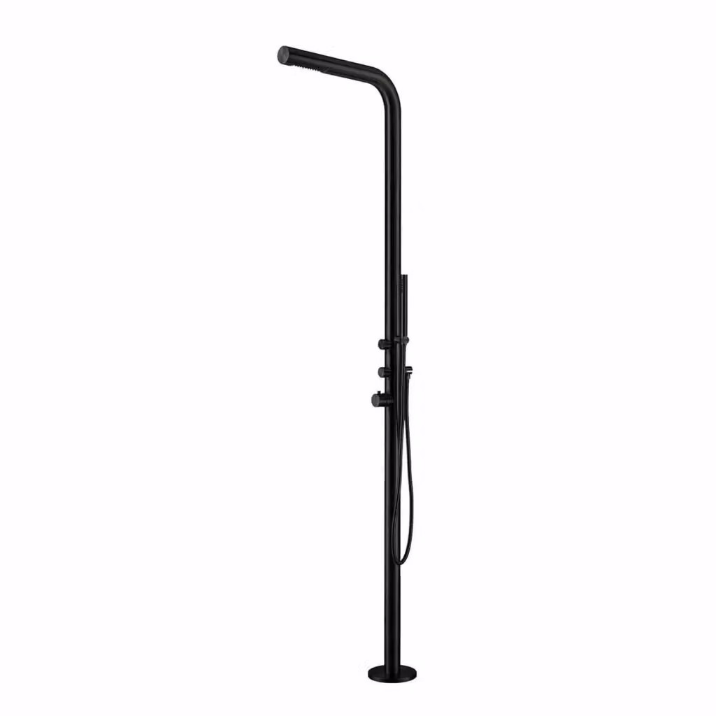 Doccia Esterna SINED in Acciaio Inox Nero Opaco con Miscelatore e Doccetta, Altezza: 221 cm – 2