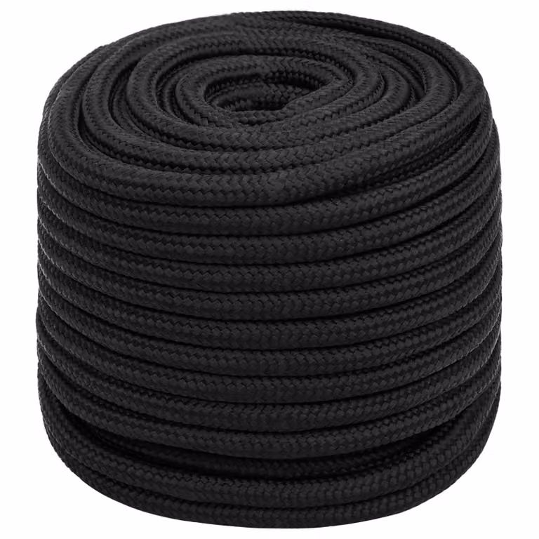Corda multiuso vidaXL in plastica nera, diametro 18 mm, lunghezza 50 m, carico massimo 1995 kg