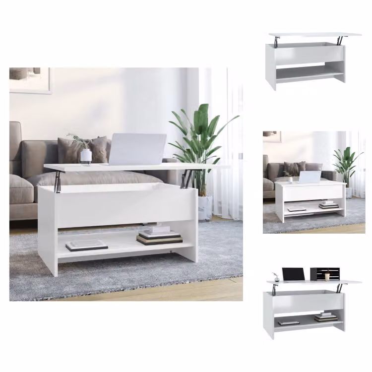 vidaXL Tavolino bianco lucido 80x50x40 cm in legno - Tavolini da caffè