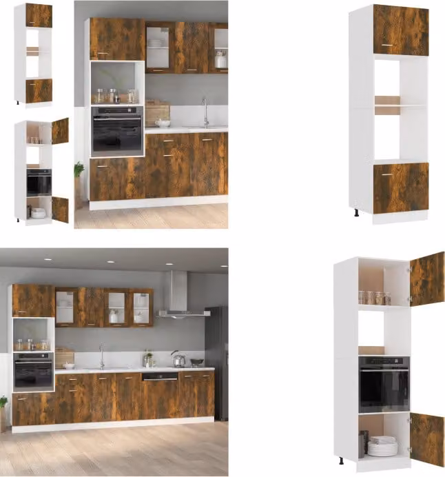 vidaXL Armadio per microonde in rovere affumicato 60x57x207 cm materiale a base di legno - Armadio per microonde - Armadio per microonde - Armadio da cucina - Armadio per catering