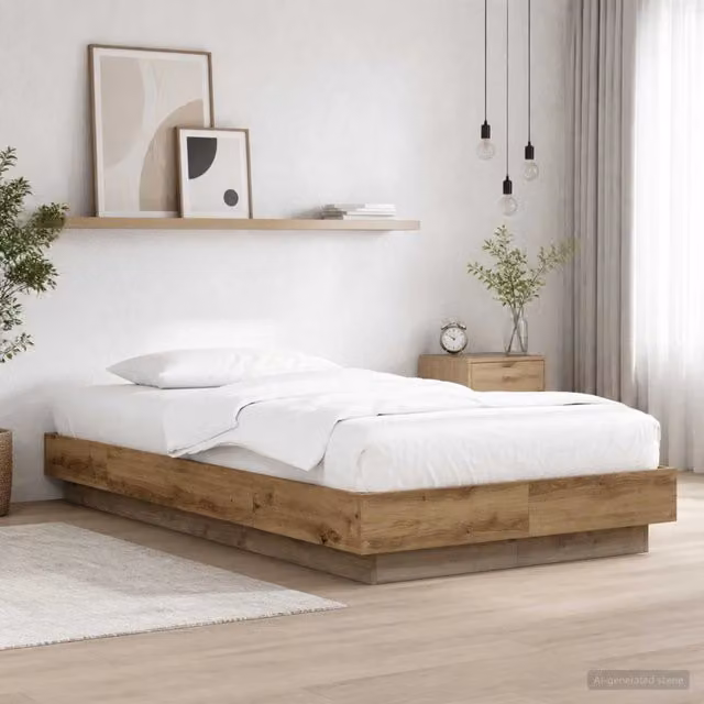 Letto con LED con strisce LED Rovere Artigianale 80 x 200 cm 3429588