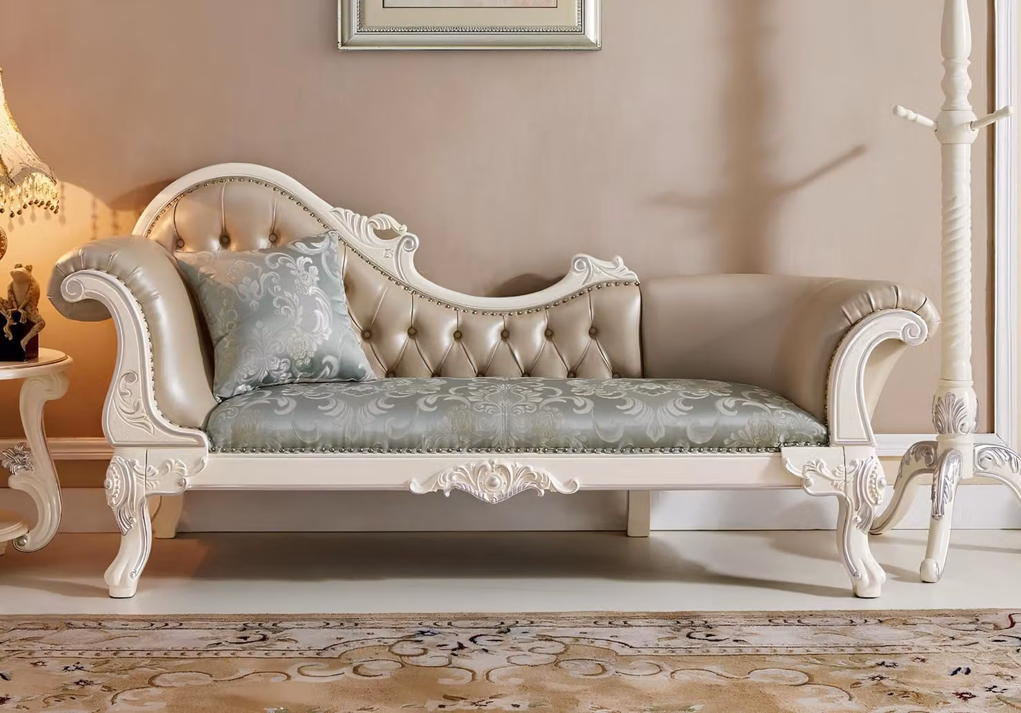 Chaiselounge Liege Chaise Chesterfield Echtholz Sofa Lounge Polster Club