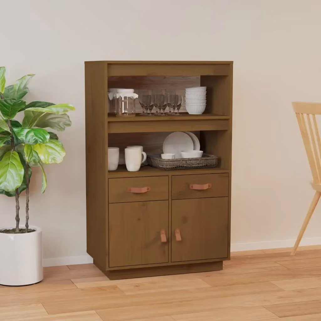 Credenza Buffet in Legno Massello di Pino Ambra per Sala da Pranzo L: 67 cm, P: 40 cm, H: 108,5 cm – 2
