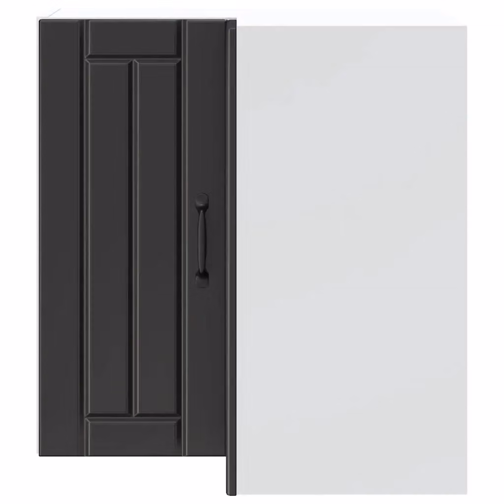 Mobile angolare da parete HELLOSHOP26 per cucina e soggiorno, design moderno in legno composito nero opaco, L/P/H: 57 x 57 x 60 cm – 2