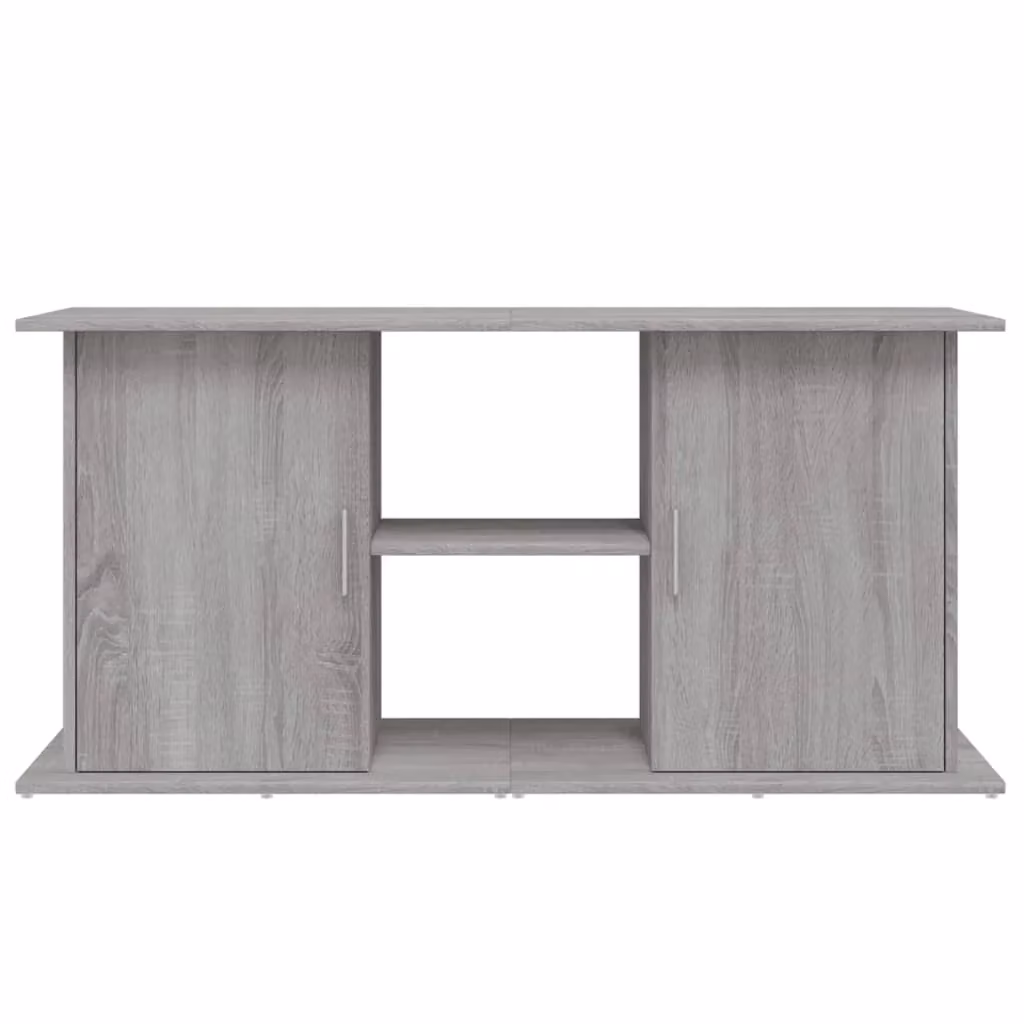 Base di supporto per acquario moderna in MDF grigio con ripiani interni e ante a battente L: 121 cm, P: 41 cm, H: 58 cm – 2