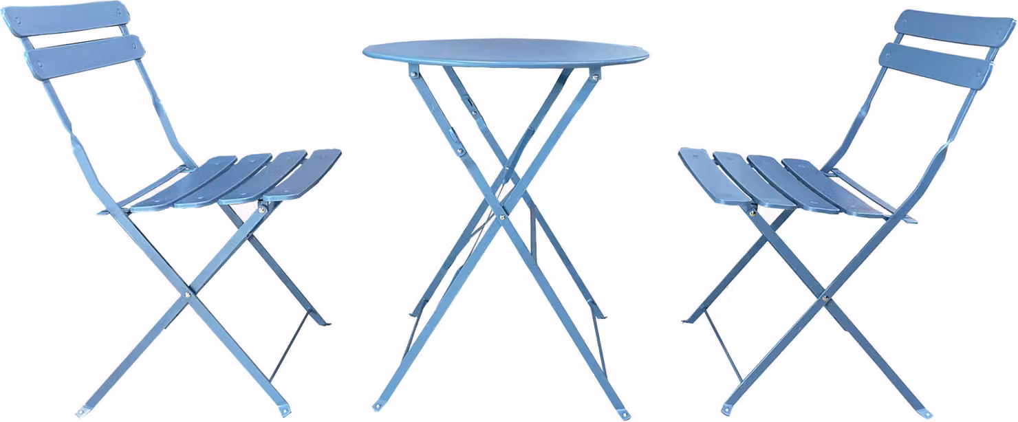Rebecca Mobili set di tavolo e sedie da balcone, acciaio, azzurro, 2 posti