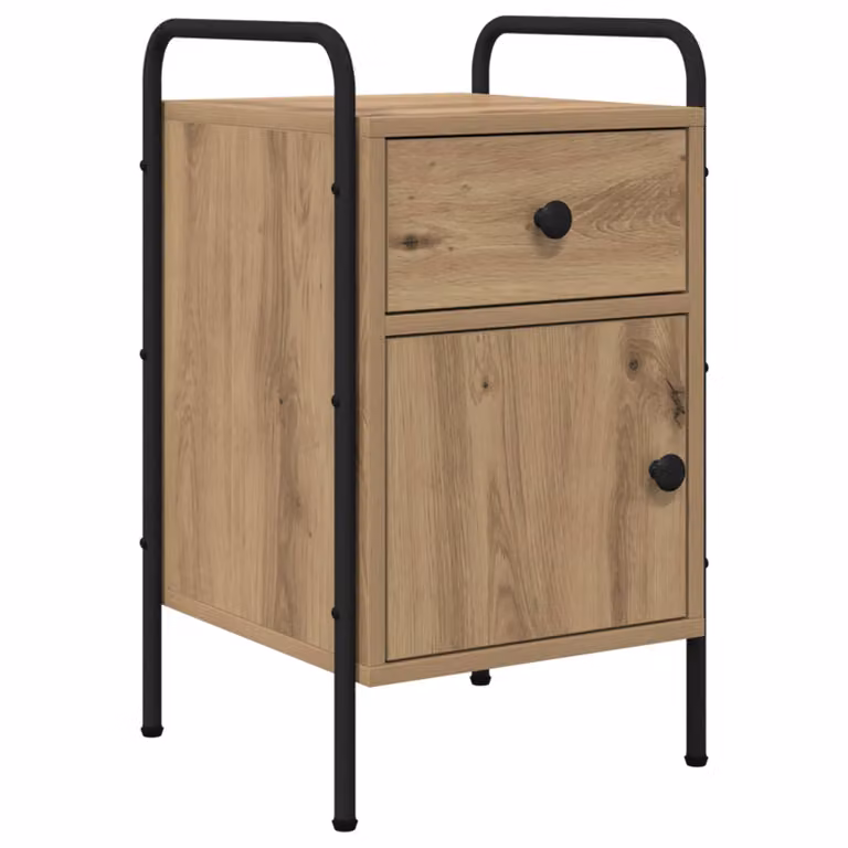 Armadio da Notte vidaXL in Stile Industriale, Colore Marrone e Nero, L/P/H: 35 x 36,5 x 61 cm