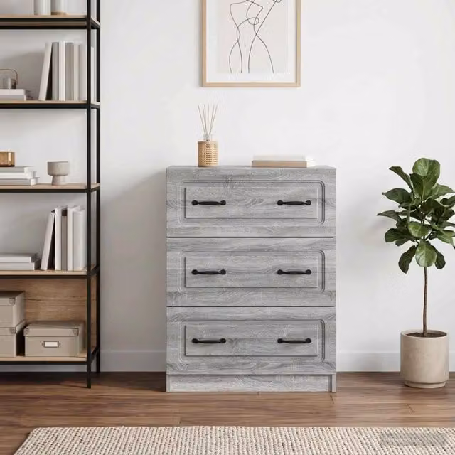 Mobile con Cassetti Moderno vidaXL in MDF Grigio L: 66 cm, P: 34,5 cm, H: 87 cm
