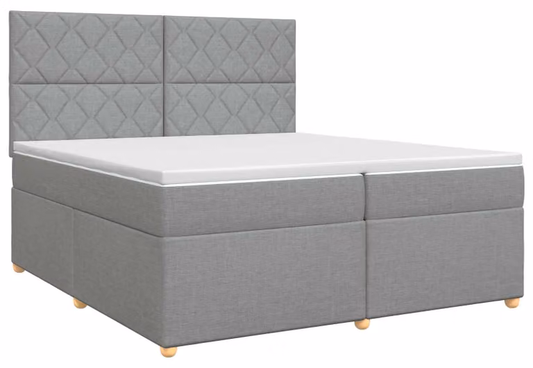 Letto a molle con materasso grigio chiaro 200 x 200 cm in tessuto