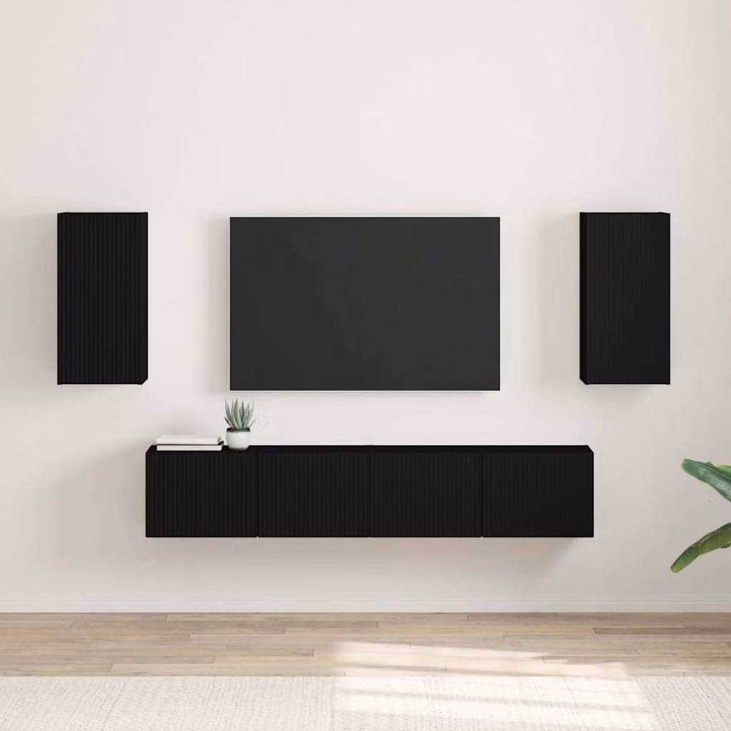 Set di 2 supporti per TV da parete vidaXL in legno MDF nero opaco