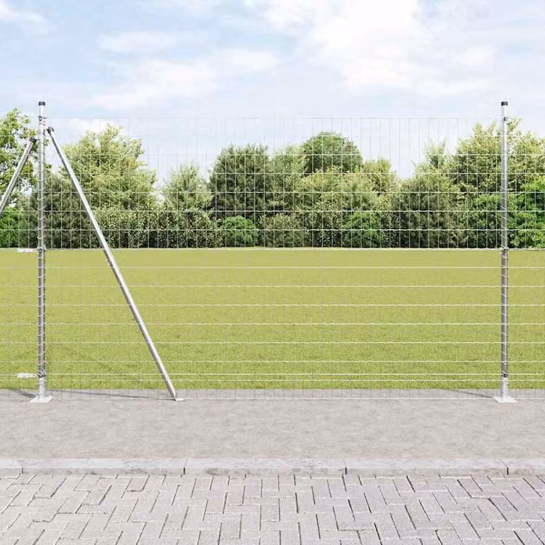 Recinzione in acciaio zincato, con base in cemento, dimensioni 10 x 1,6 metri, ideale per giardino e terrazza