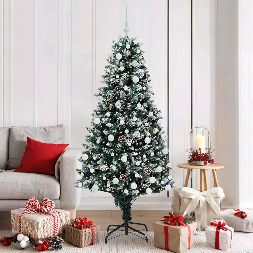 Albero di Natale artificiale verde vidaXL con 300 LED luce bianca calda, Altezza: 180 cm