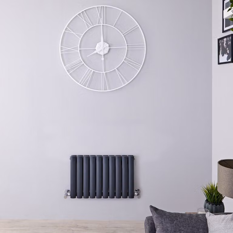 Radiatore Orizzontale Doppio Design Antracite 400x595mm 490W - Compatto - Stile Moderno - Revive