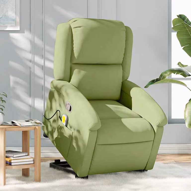 vidaXL Poltrona Alzapersona Reclinabile in Velluto Verde con Braccioli e Assistenza Elettrica per Senior