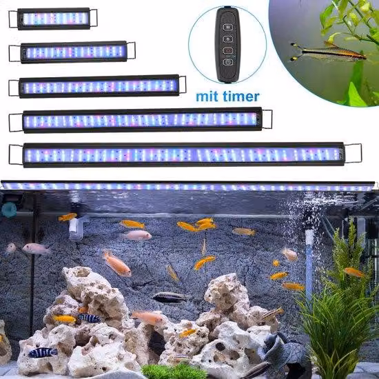 Lampada a LED per acquari da 28W, con supporto e timer, per uso interno