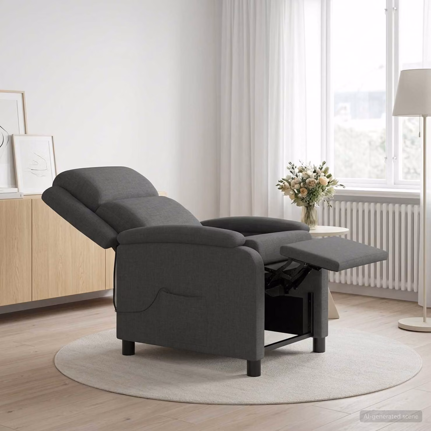 vidaXL Poltrona Relax Moderna in Tessuto Grigio con Braccioli