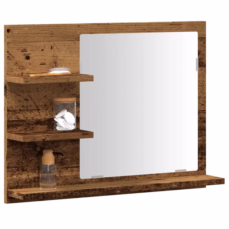 Armadietto da bagno con specchio vidaXL in legno effetto rustico marrone L 60 cm, P 10,5 cm, H 45 cm