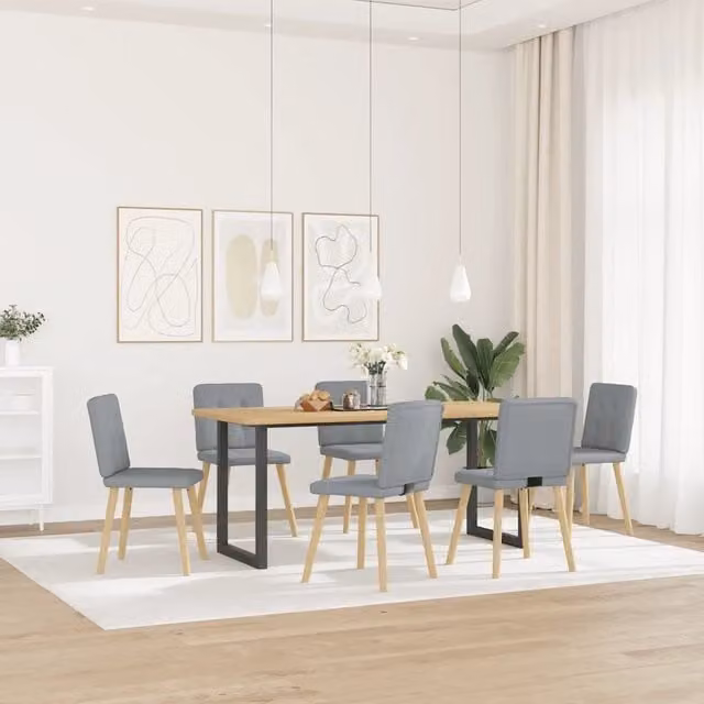 Sedie da Pranzo 6 pz | Sedie da cucina Grigio Chiaro in Tessuto