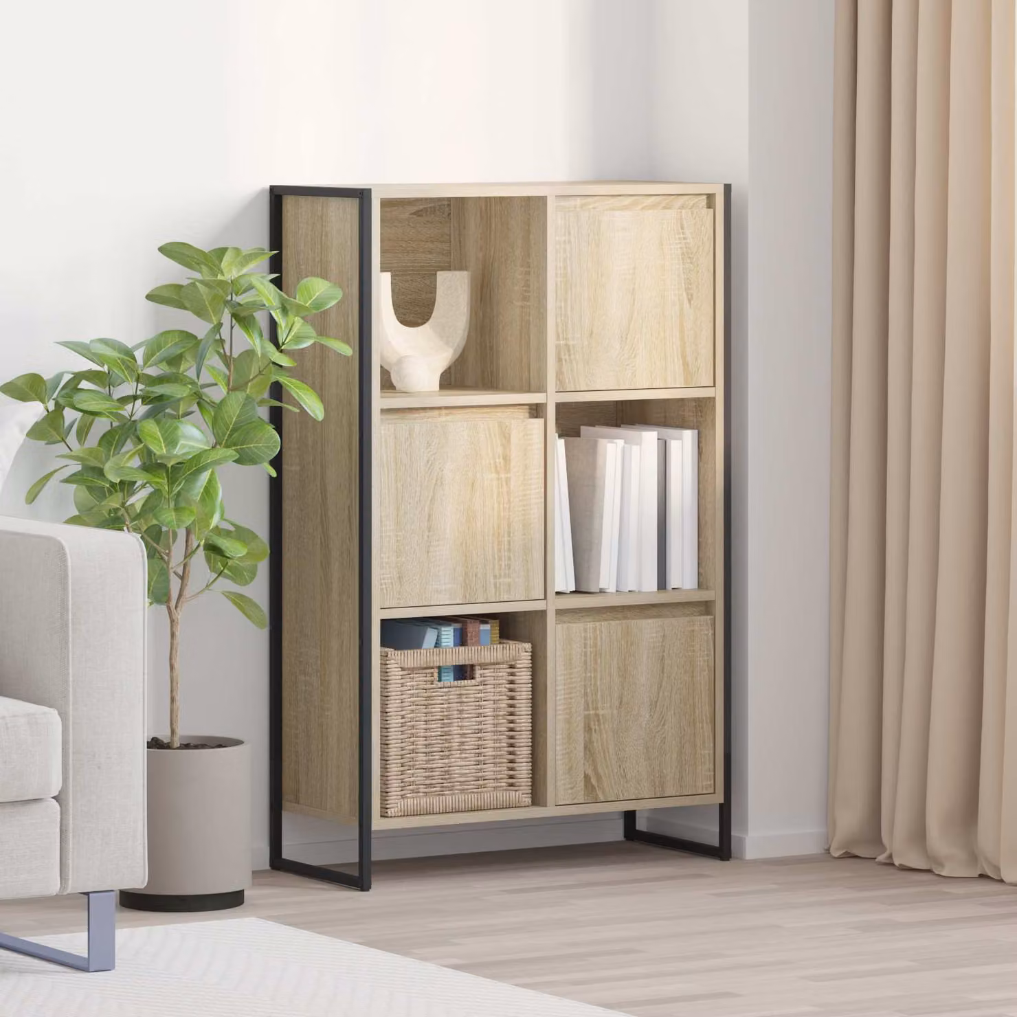 Armadio per Libri Industrial in MDF e Metallo vidaXL, Colore Marrone, L: 68 cm, P: 30 cm, H: 108 cm