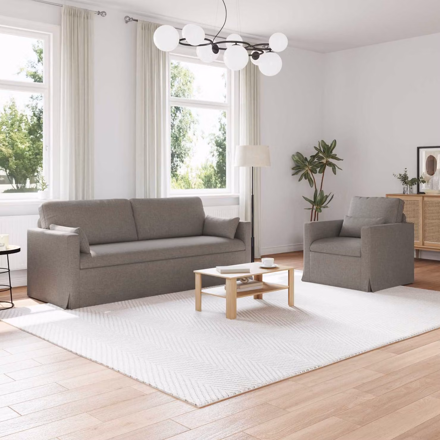 Set di 2 divani angolari a L vidaXL Talpa in tessuto con coperture rimovibili, L/P/H: 198 x 78 x 80 cm – 1