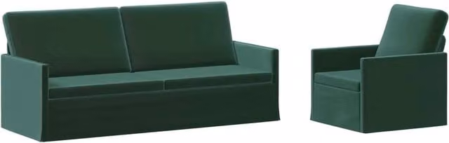 Set di 2 divani moderni vidaXL in velluto verde con struttura in metallo
