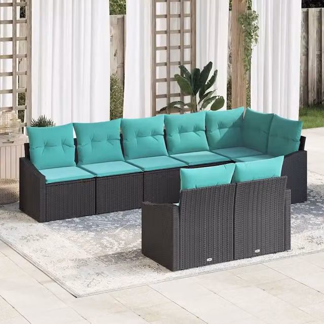 Set di divani 8 pz Nero polyrattan 3346776