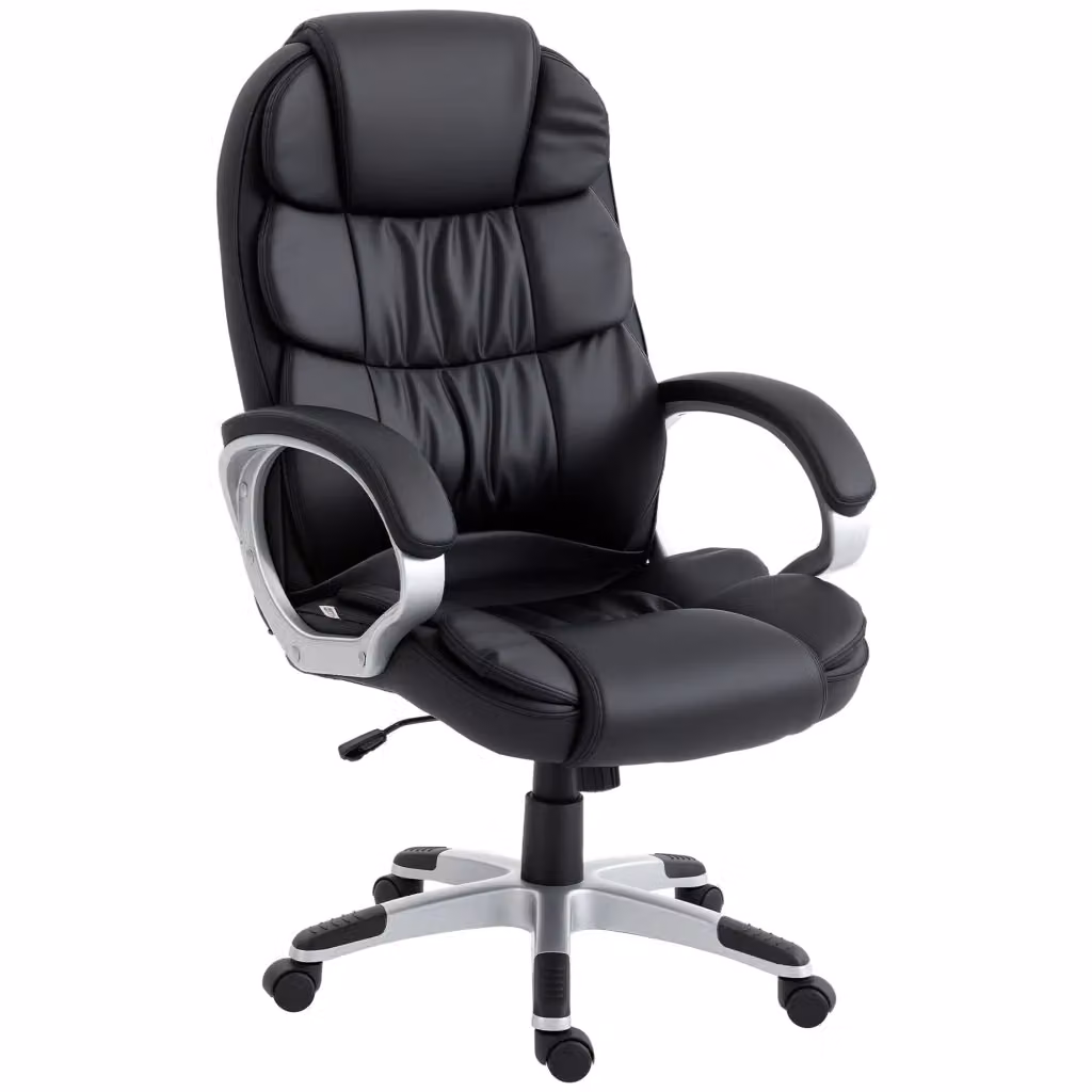 Sedia da ufficio Minimal in pelle PU nera, girevole con altezza regolabile e braccioli, portata massima 120 kg – 2