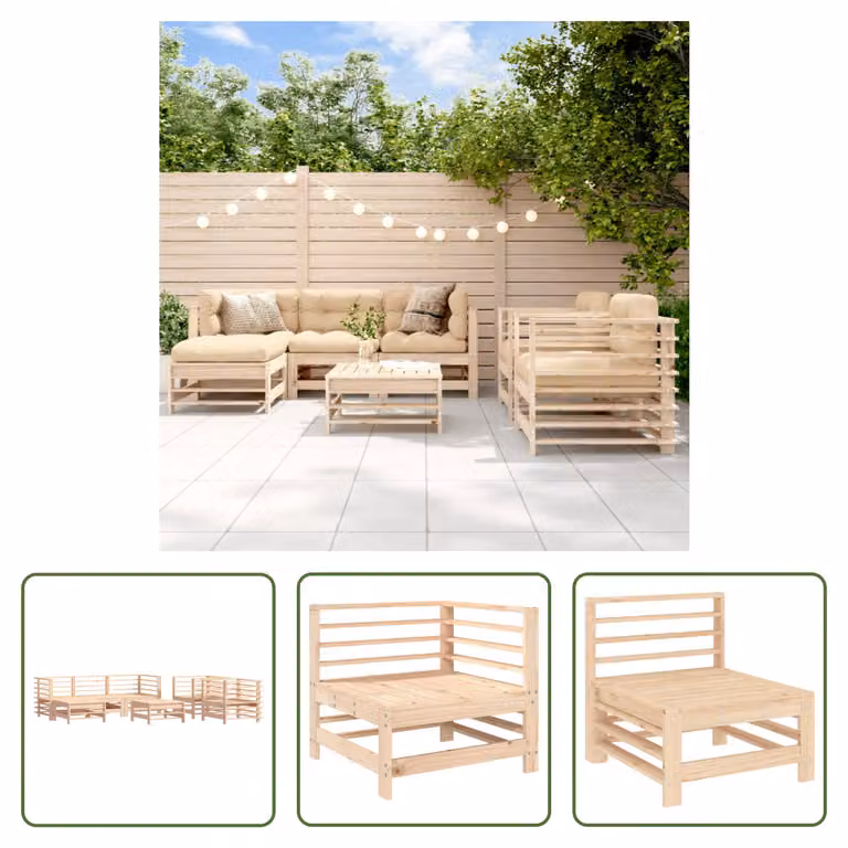 The Living Store Set da giardino in pino massiccio da 7 pezzi