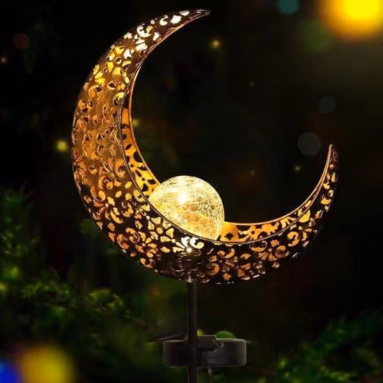 Maan lampade solari per giardino esterno LED vetro globo illuminazione giardino decorazione per patio prato elfi fiore fata lampada solare con terra picco metallo luna illuminazione giardino Sunshinesmile