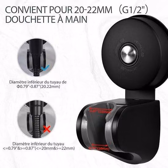 Supporto per doccetta a 4 angoli Supporto regolabile per doccetta Clip rimovibile per soffione in acciaio inossidabile Supporto per doccetta di ricambio per bagno in acciaio inossidabile nero opaco