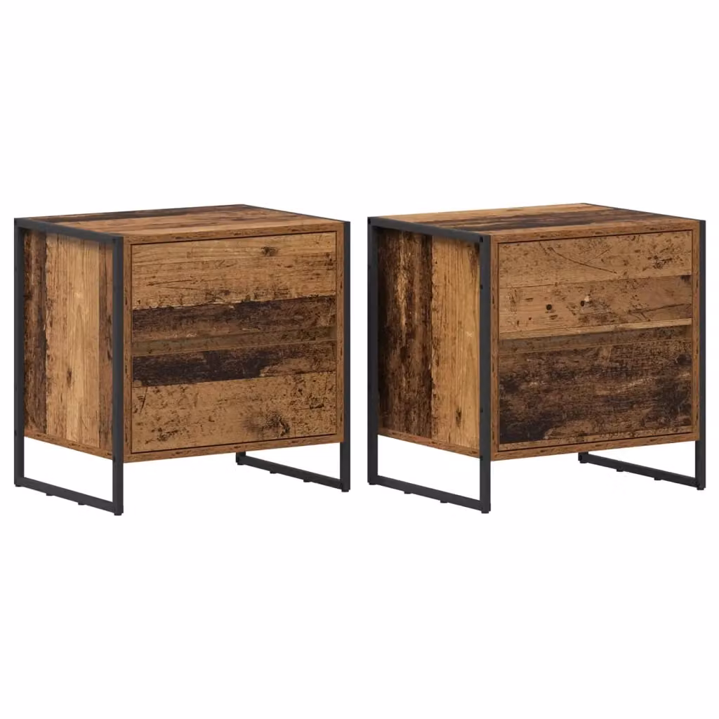 Set di 2 comodini vidaXL in stile industrial con cassetto, colore marrone, L 50 cm x P 39,5 cm x H 50 cm – 2