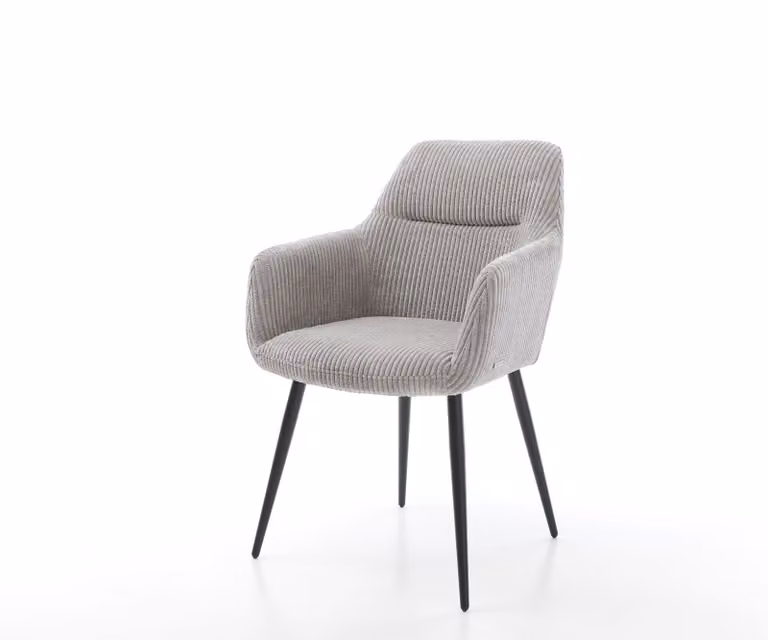 DELIFE Sedia da pranzo Pejo-Flex, rivestimento in corda color argento-grigio, base a 4 gambe coniche nere, imbottitura in molle insacchettate