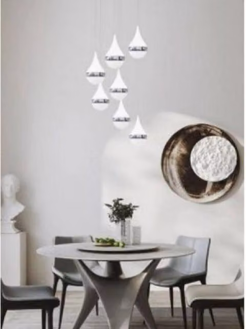 Lampada a Sospensione LED Trade Shop Design a Goccia a Cascata, 80W, Bianco e Cromo, Luce Regolabile 4000K-6500K, Modello LP-18A