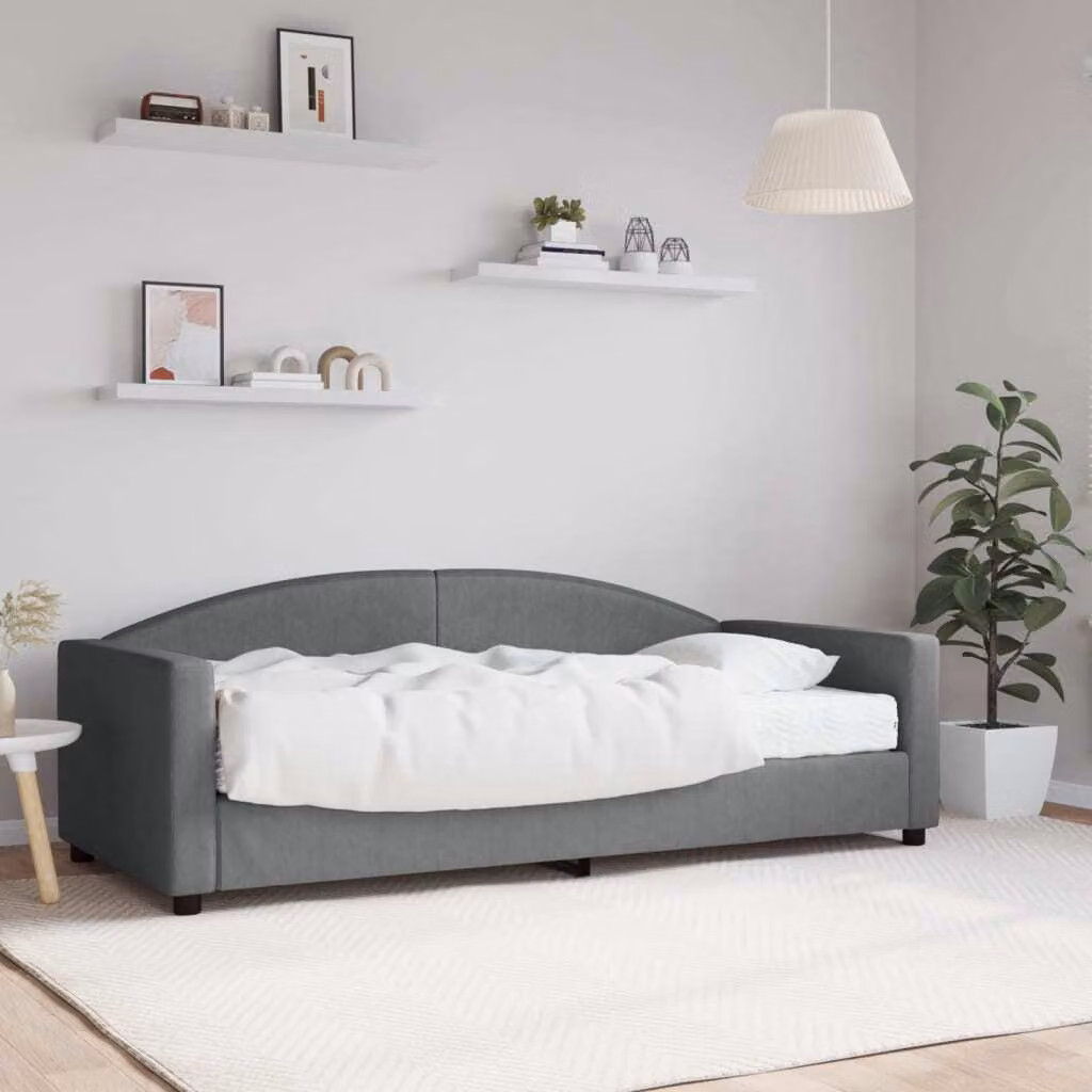 Maison Exclusive - Divano letto con materasso, grigio scuro, 90x190 cm, tessuto