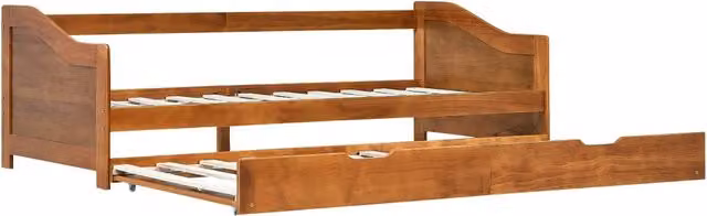 Letto singolo | Letto per adulti | Dormeuse Estraibile senza Materasso Marrone Ambrato 90x200 cm