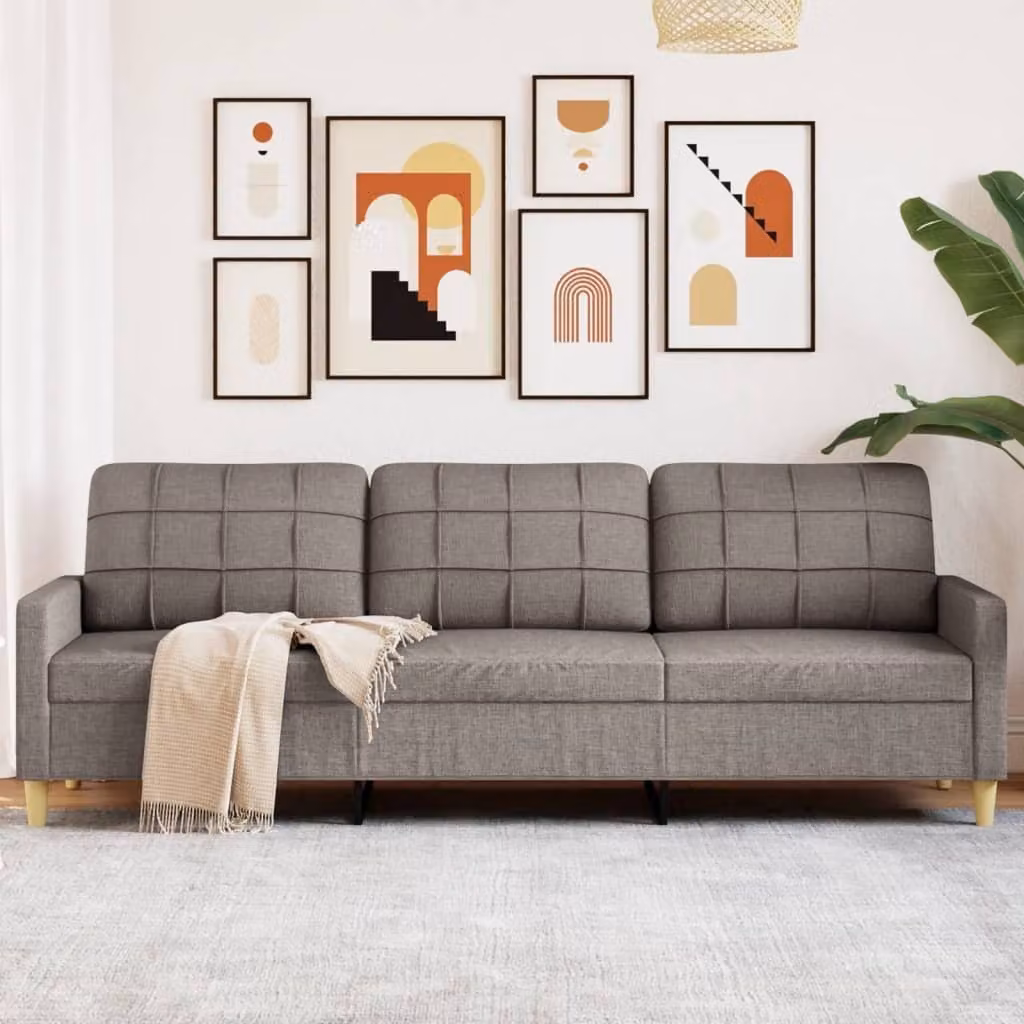 Divano Maison Exclusive, color taupe, 3 posti, 210 cm, rivestito in tessuto