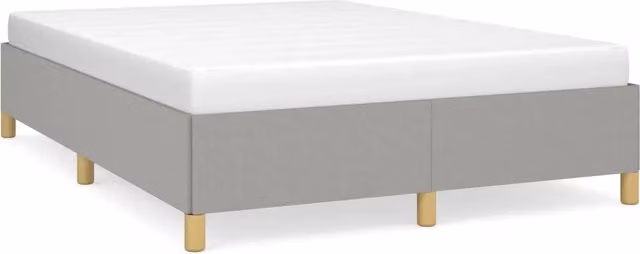 Letto matrimoniale moderno in tessuto grigio con struttura a doghe in legno L: 140 cm, P: 200 cm