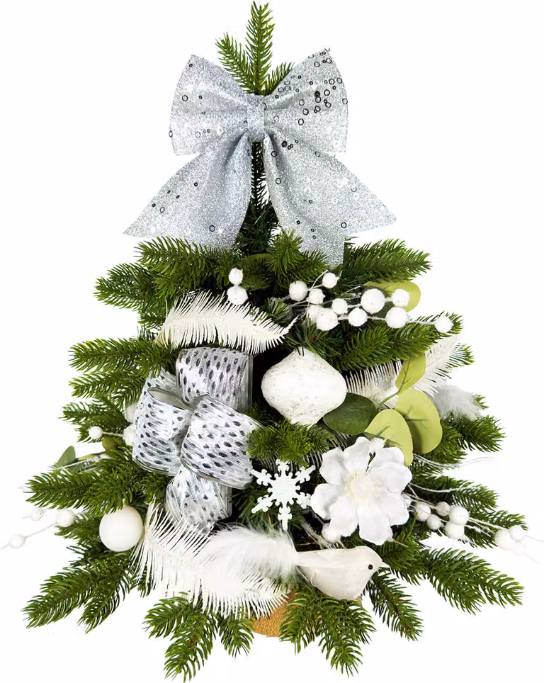 Albero di Natale artificiale decorato MELODIA BIANCA II 60 cm con illuminazione a LED IN VASO