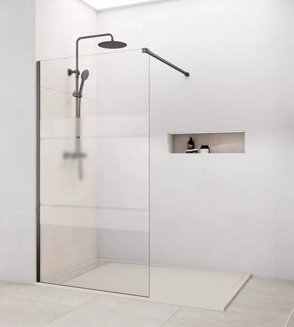 Parete doccia fissa Screen 8 mm 80 cm (76,5-78,0 cm) titanio, vetro satinato Frost