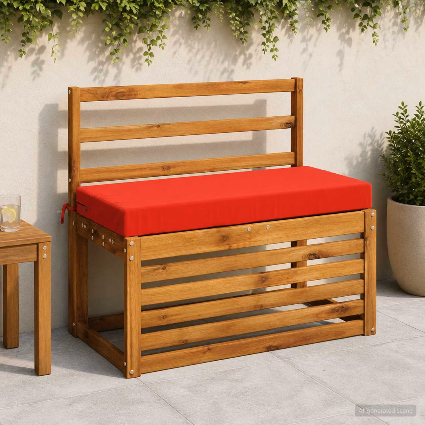 Cuscino per panchina vidaXL SOEST rosso, in poliestere con rivestimento rimovibile e resistente ai raggi UV, L 60 cm x P 40 cm x H 8 cm