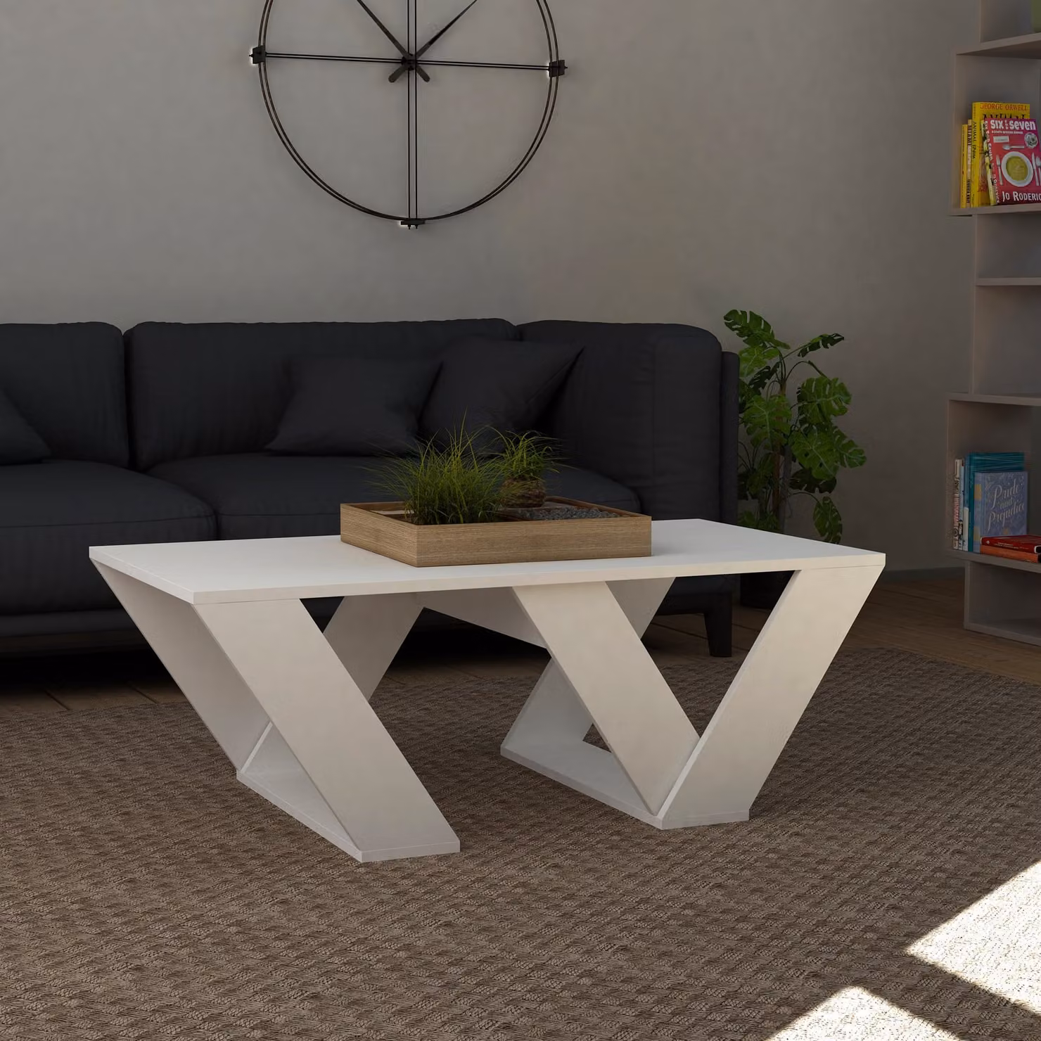 DECORTIE Pipra Tavolino moderno bianco , 110 x 60 x 40 cm