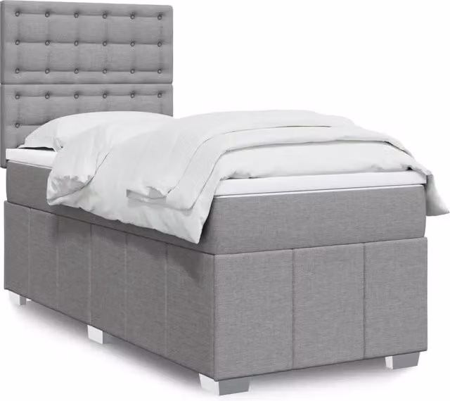 Letto Ibrido con Giroletto a Molle e Materasso vidaXL Grigio e Bianco L/P/H: 200 x 90 x 150,5 cm