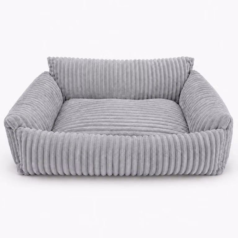 PURRE, divano per cani, cuccia per cani, tessuto in peluche, modello Classic, colore grigio, taglia M, dimensioni 80x60x30 cm