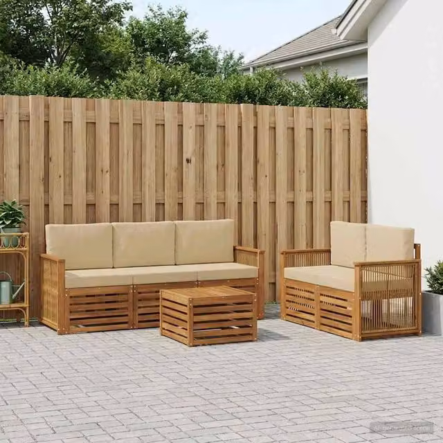 Set di divani da esterno 6 pz Naturale e Beige 3384029