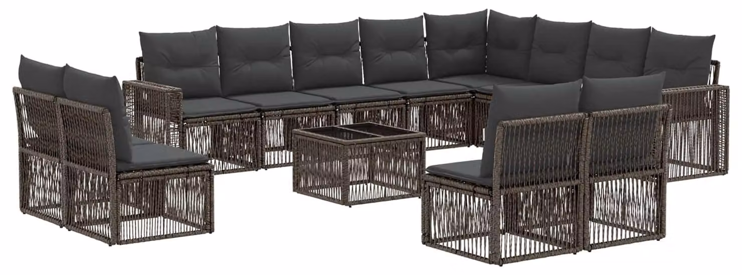 Set Divano da Giardino 13 pcs Grigio e Grigio Scuro polyrattan