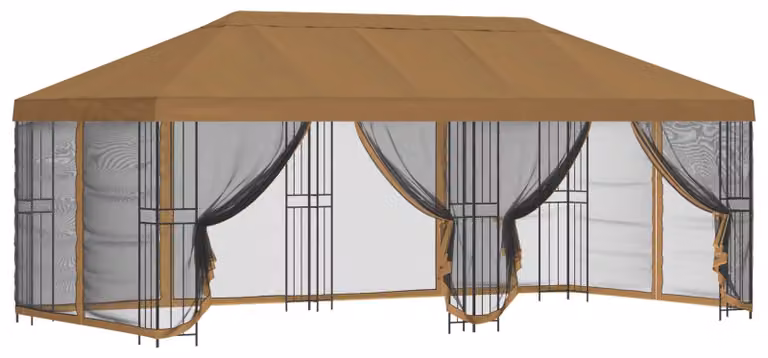 Gazebo con pareti laterali 6 x 3 m Beige Poliestere e Acciaio