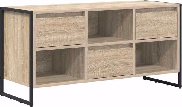 Mobile porta TV moderno in stile industriale con cassetto HELLOSHOP26 in legno composito color marrone L/P/H: 100 x 36 x 49,5 cm
