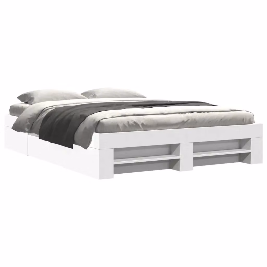 vidaXL Giroletto senza Materasso Bianco in Legno Multistrato L: 160 cm, P: 200 cm, H: 163 cm – 2